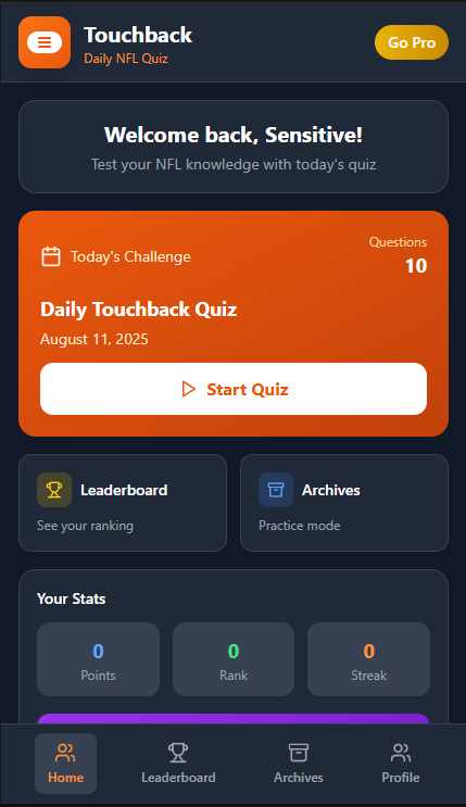 Touchback app screenshot
